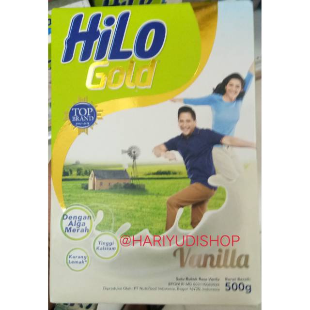 

Hilo gold varian vanilla original dan chocolate 500 gr