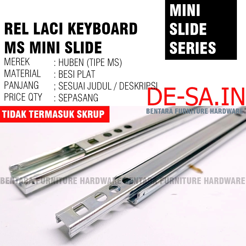 HUBEN MS SERIES - 246 MM (25 CM) SEPASANG REL MINI REL LACI MINI SLIDE SINGLE TRACK REL KEYBOARD