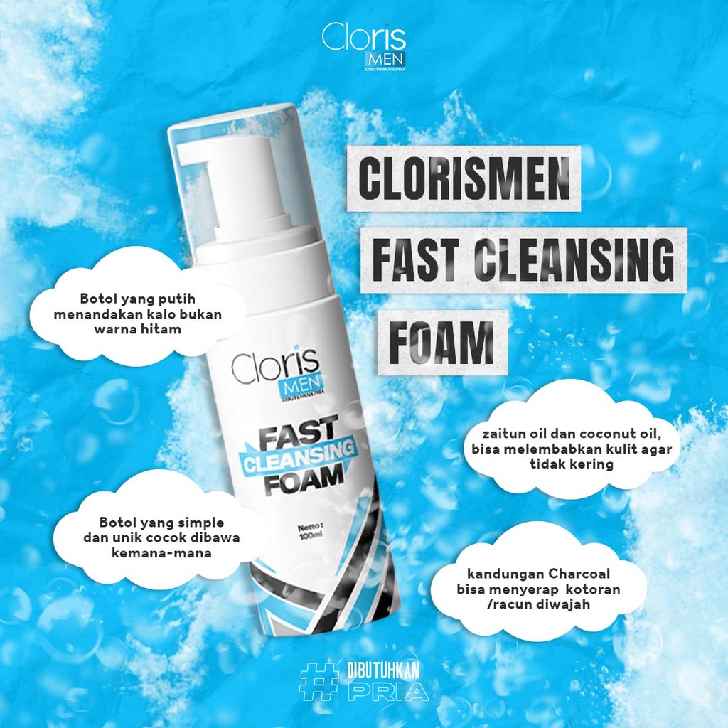 Clorismen FAST CLEANSING FOAM Sabun Muka Pembersih Wajah Pria Berminyak Komedo Original