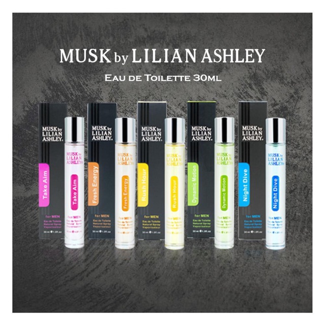 Parfum Musk by Lilian Ashley for Men 30ml - Dynamic Motion / Take Aim / Rush Hour / Night Dive / Fre