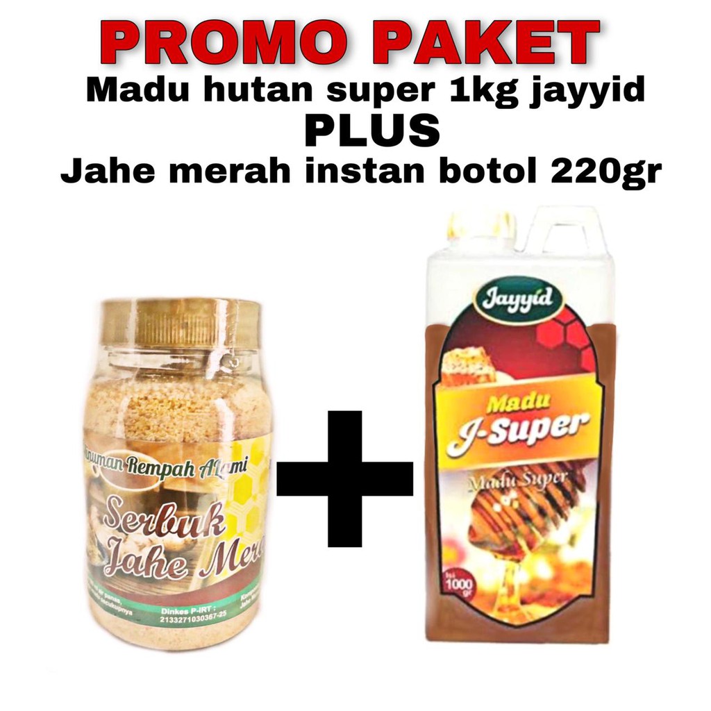 

PAKET MURAH Madu Hutan J-Super 1kg PLUS Jahe Merah Instan Botol 220gr