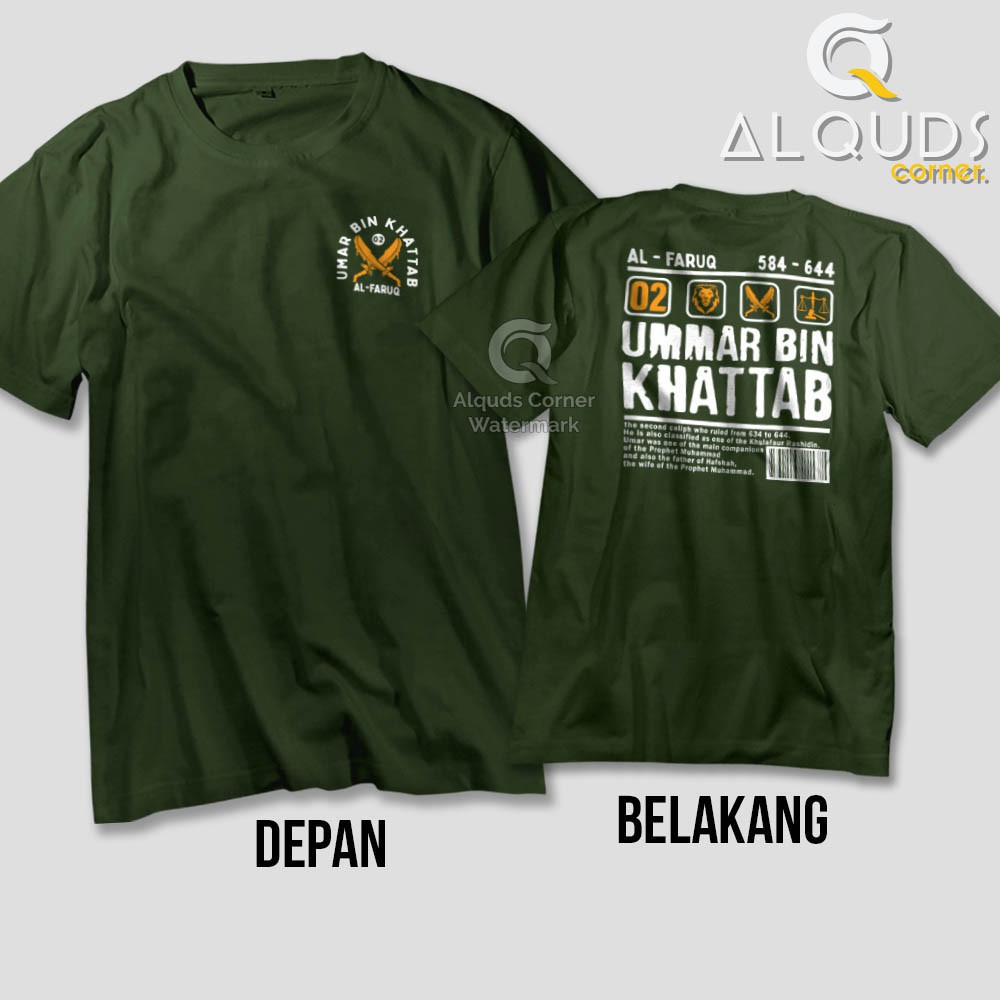Kaos Dakwah Islami Khalifah UMAR BIN KHATTAB Second Caliph / Baju Distro Santri Tokoh Muslim / 8120-4