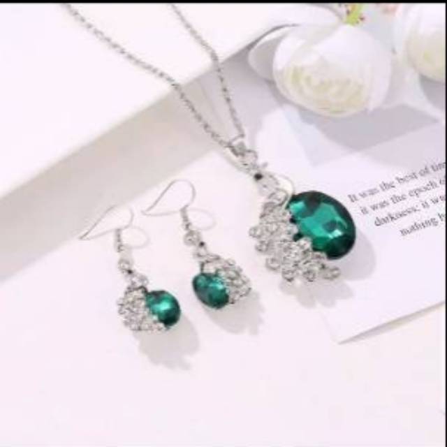 1 set kalung dan anting pesta impor korea merak peacock tersedia dalam 3 warna