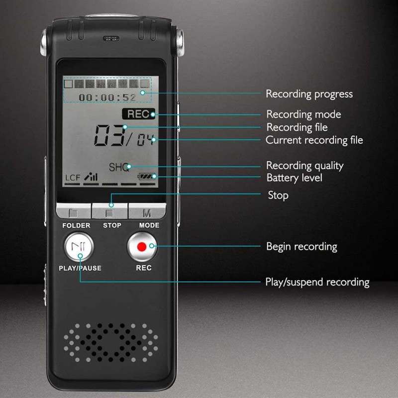 Perekam Suara HD Microphone Digital Voice Recorder 8GB Noise Reduction