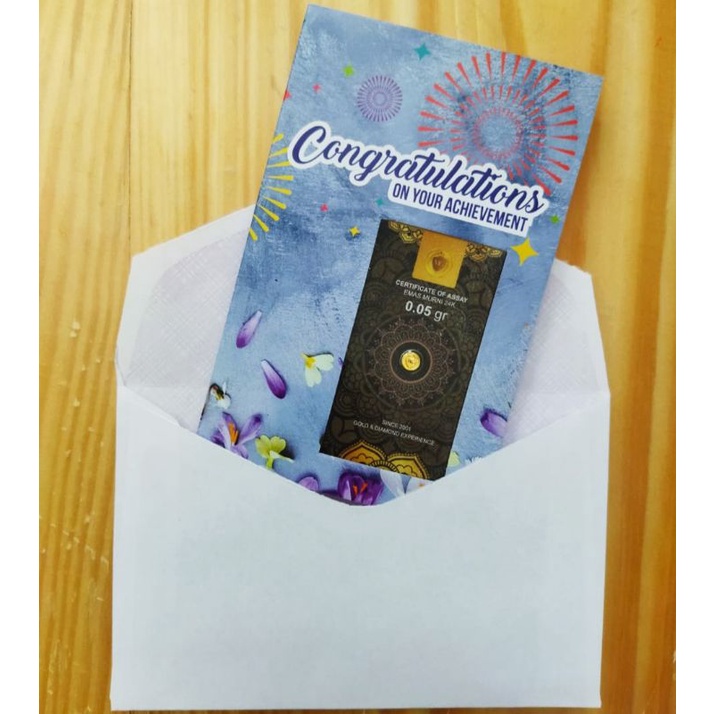 Kartu Ucapan Minigold, Eoa gold, emas mini, salam gold + gratis Amplop putih-Congratulation