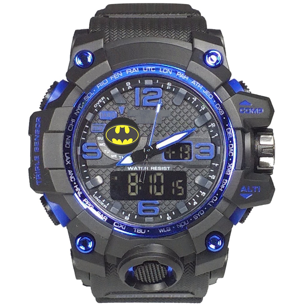 (Istimewa Bossque) Jam BATMAN Double Time List Biru (Exclusive)