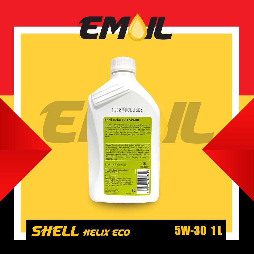 Oli shell helix eco sae 5w-30 LCGC isi 1 liter