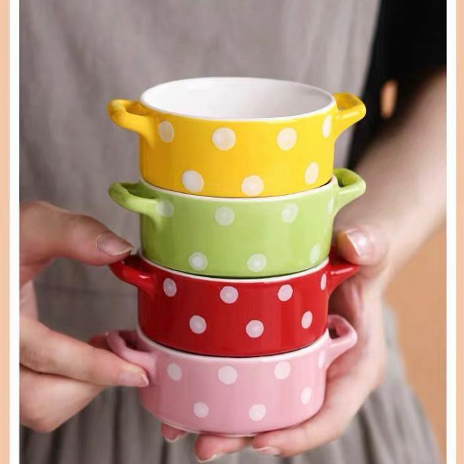 MANGKOK ZUPPA SUP MINI MOTIF POLKADOT KERAMIK IMPOR/MANGKOK MINI POLKA