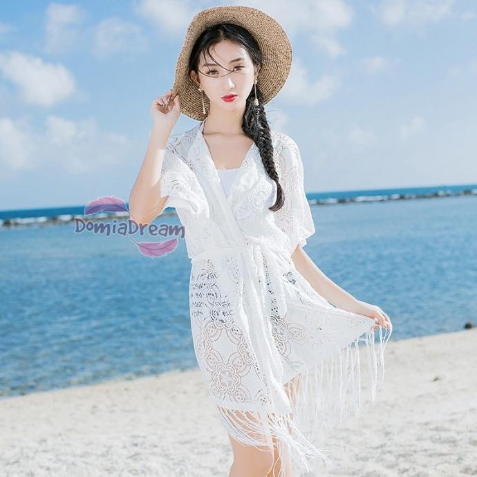 BIKINI OUTER OUTER / COVER BIKINI PANTAI RUMBAI LENGAN PENDEK OUTER WANITA