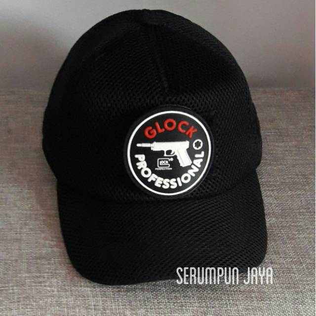 TOPI GLOCK JARING DOUBLE MESH VELCRO DENGAN PATCH