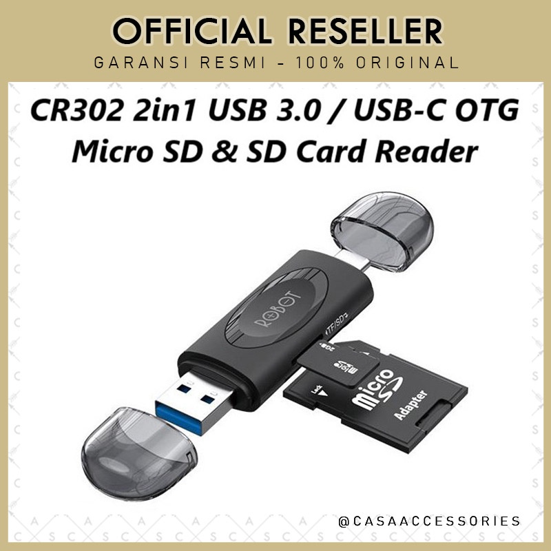 Robot CR302 2in1 OTG USB 3.0 USB-C Micro SD Card Reader (new CR202)
