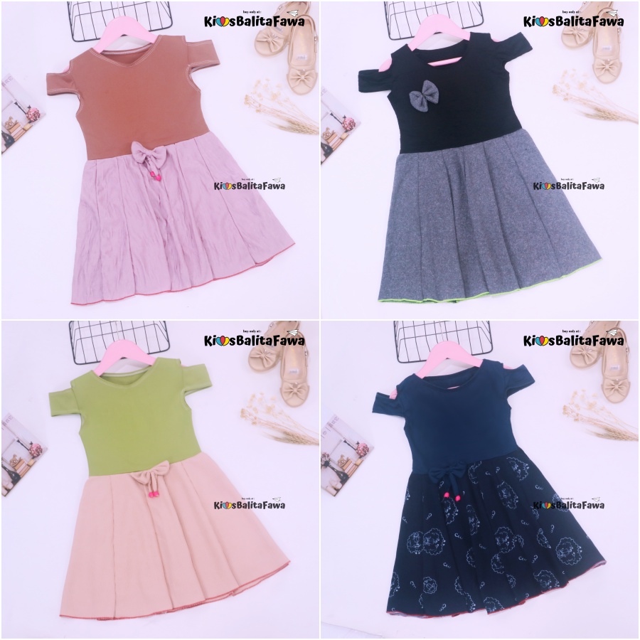 Dress Kanaya uk 1-5 Tahun / Dres Anak Perempuan Motif Baju Cewek Lengan Pendek Model Gaun