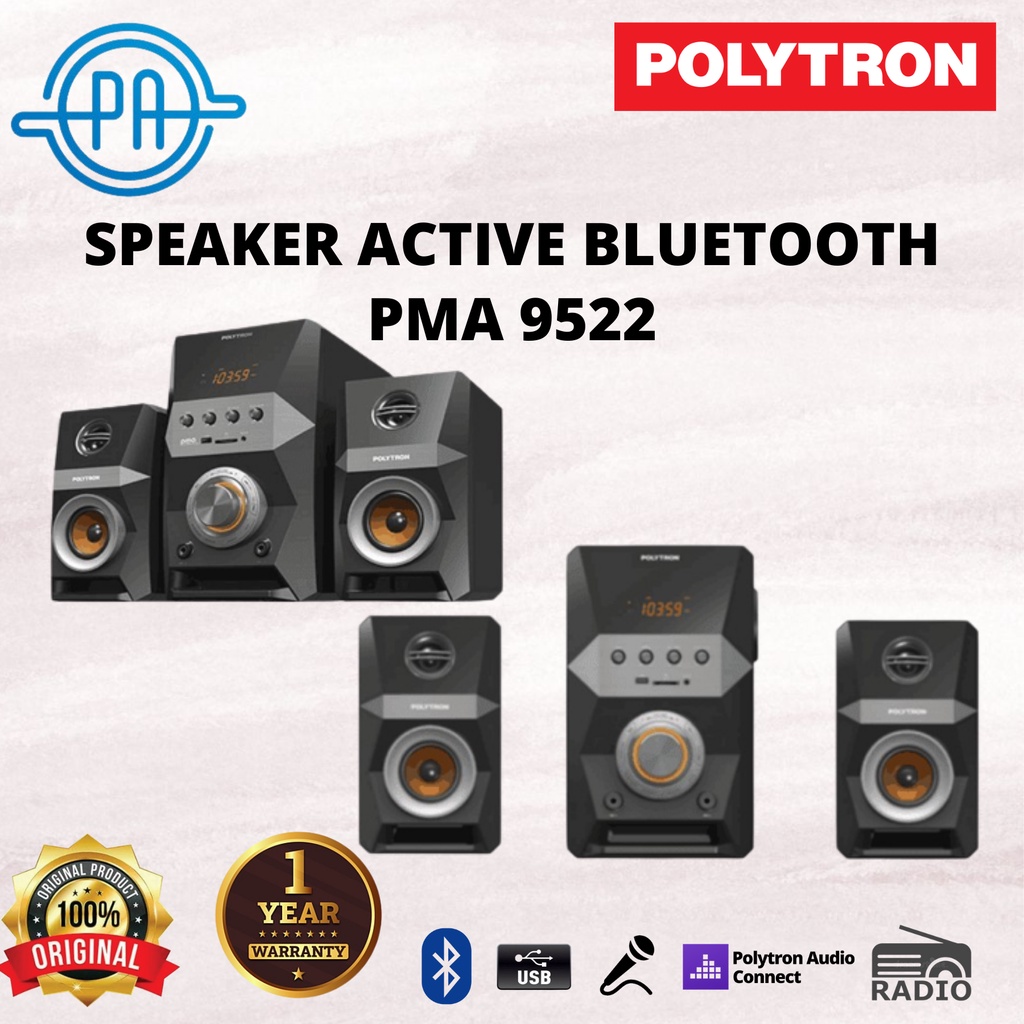 SPEAKER AKTIF POLYTRON PMA 9502 / PMA 9522 SPEAKER BLUETOOTH ( KAROKE + RADIO FM )