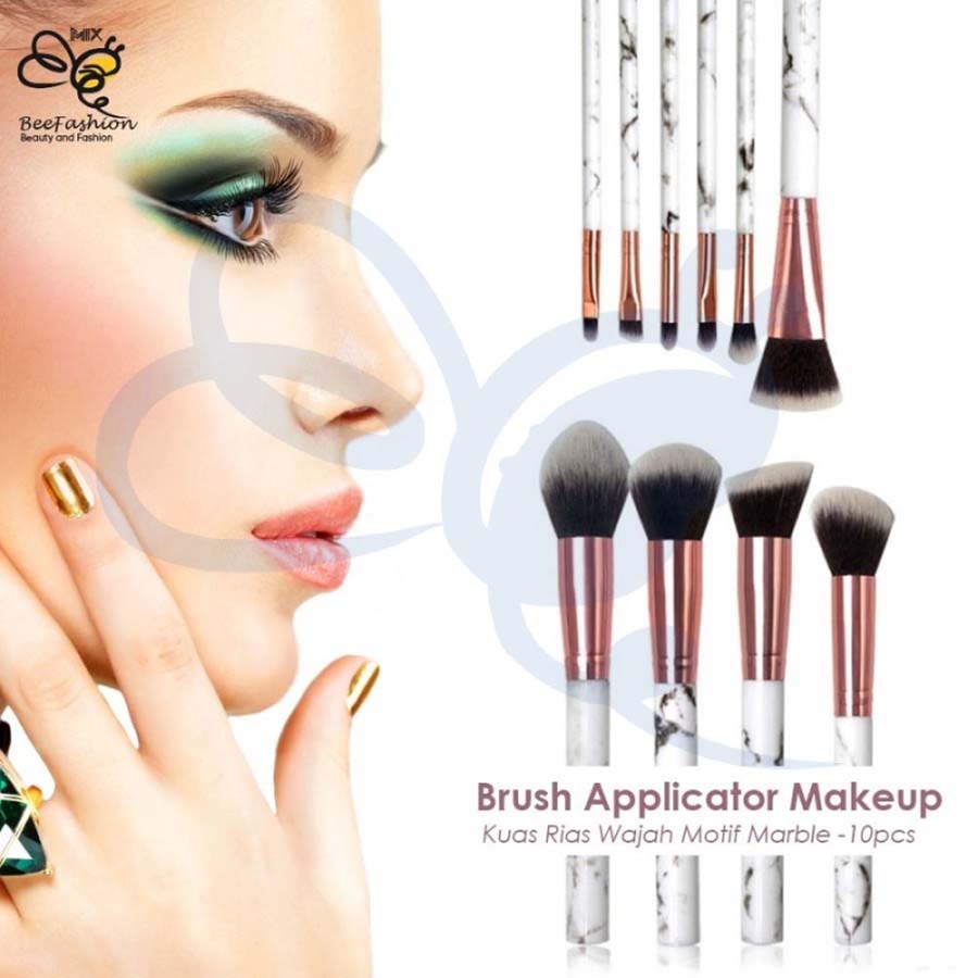 Brush Applicator 10in1 Makeup Profesional / Kuas Makeup Motif Marble 