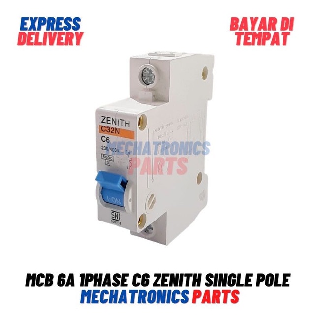 [MCB-9003] MCB 6A 1PHASE C6 ZENITH SINGLE POLE