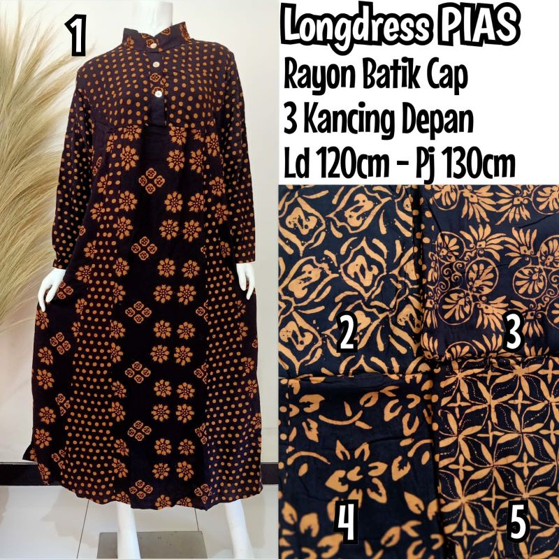 Longdress Batik Kancing Depan / Gamis Batik Busui / Longdress Batik Jumbo / Abaya Batik Jumbo