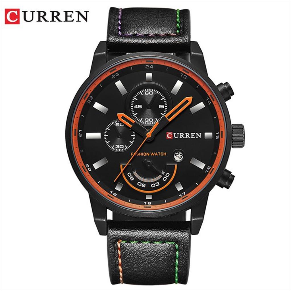 CURREN 8217 Jam Tangan Pria Analog Tali Kulit Chronograph Tidak Aktif CURRENOS