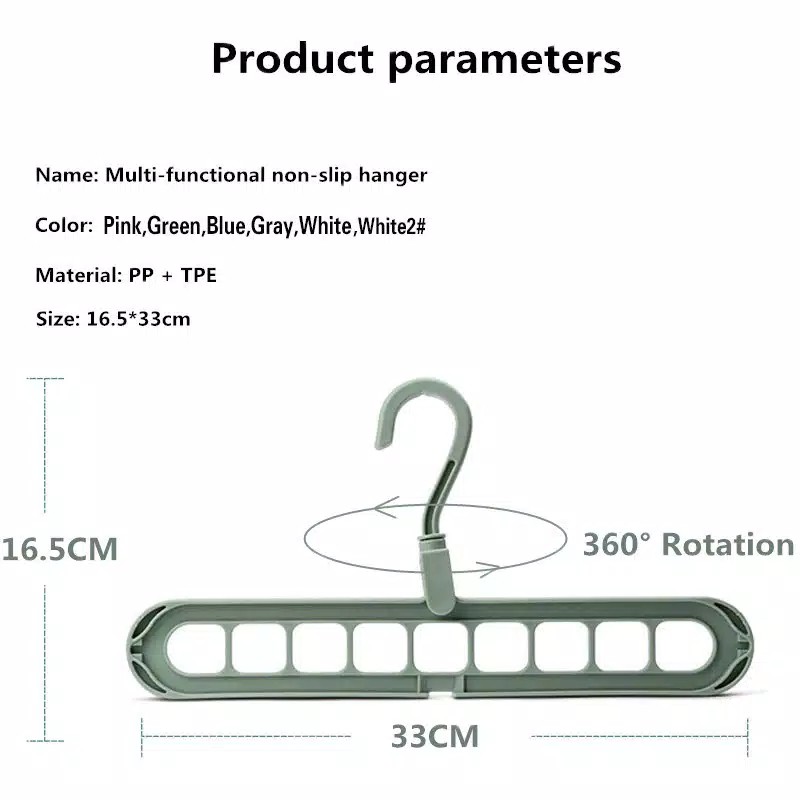 Hanger Lipat 9 Lobang Serbaguna - Gantungan Baju Serbaguna