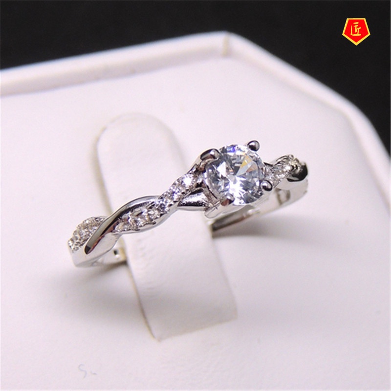 [Ready Stock]Simple Fashion 925 Silver Inlaid Diamond Ring