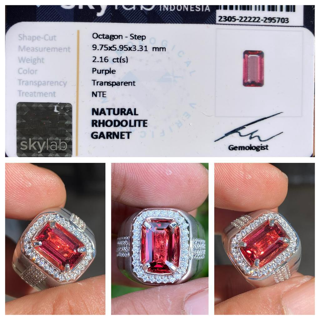 Natural 2.16ct Purple Rhodolite Garnet Best Luster Ring Perak