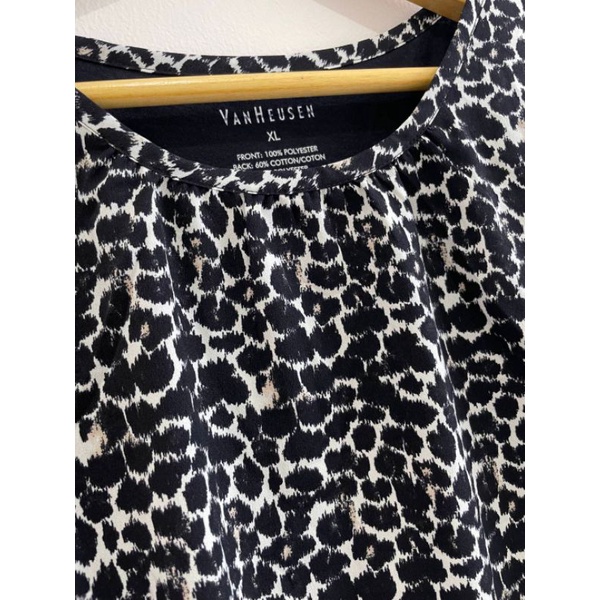 Van husen leopard print mixed media top