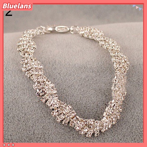 Bluelans Fashion Women Gold Silver Plated Clear Crystal Chain Bracelet Bangle Jewelry