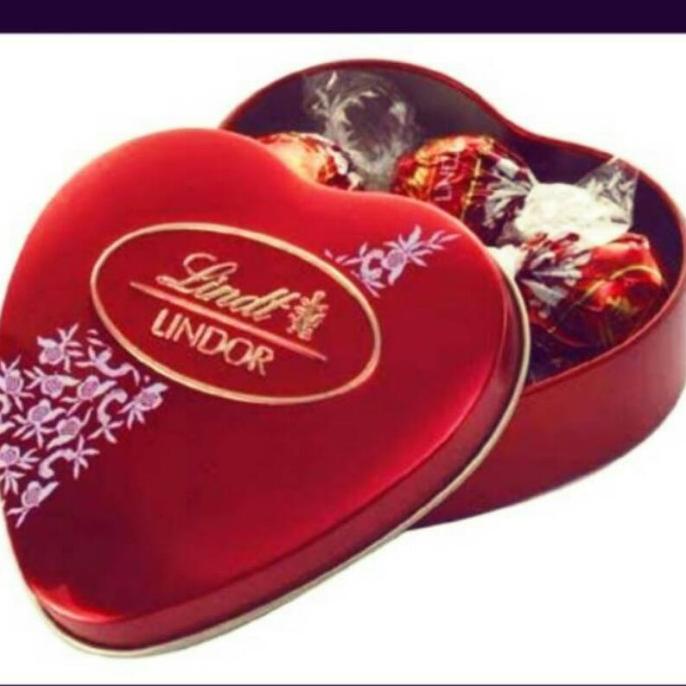 Produk Unggulan] Lindt Lindor Heart Chocolate Tin Coklat Cokelat Valentine
