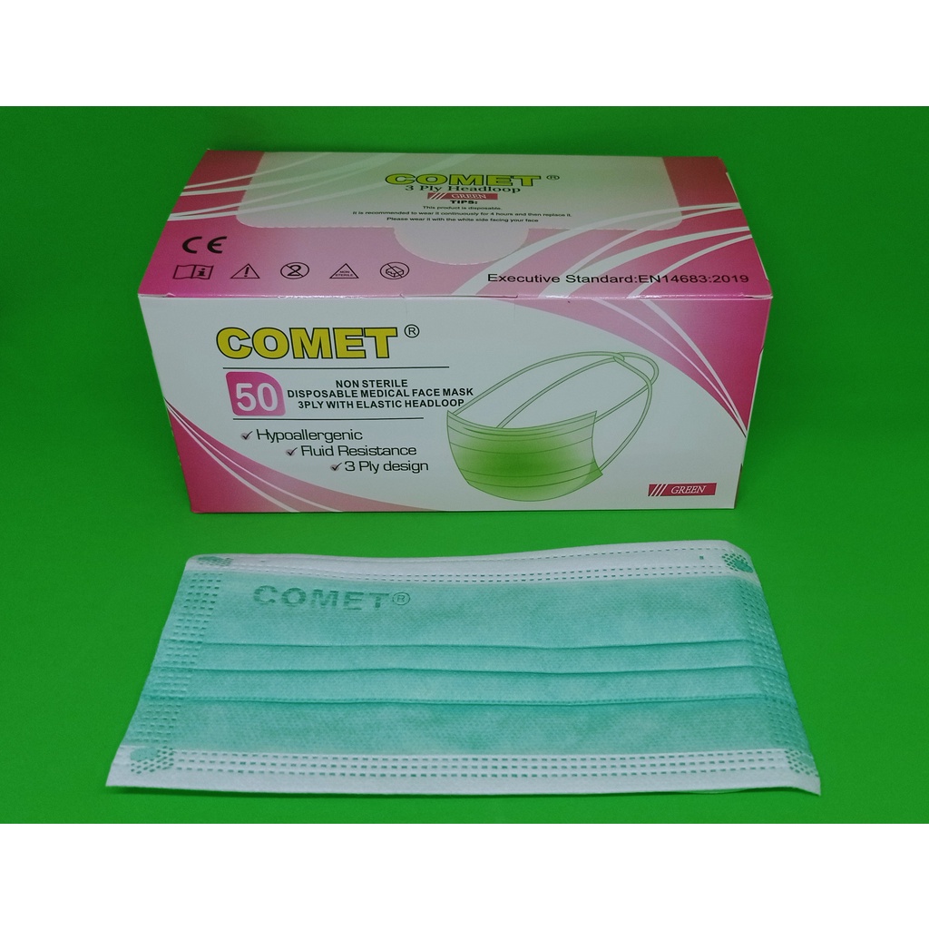 Masker Hijab 3 ply isi 50 pcs / Masker Headloop 3 ply isi 50 Pcs COMET