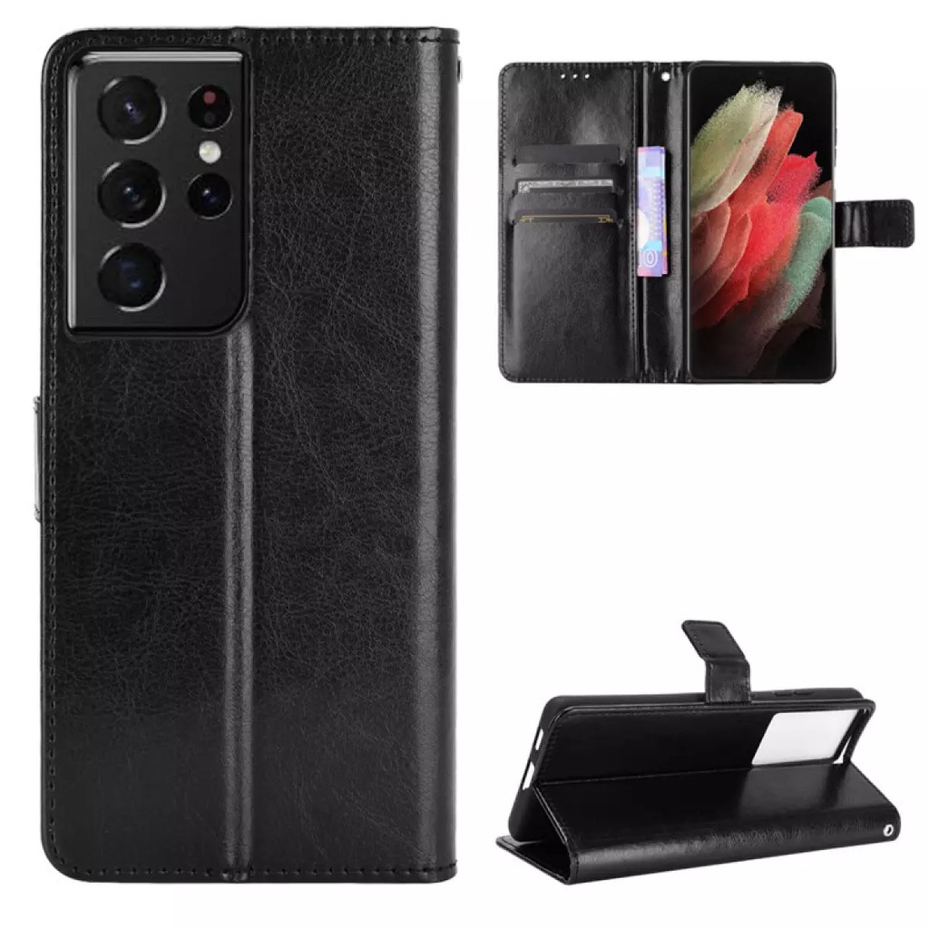 Samsung Galaxy S21 Ultra S21Ultra Flip Wallet Dompet Kulit Leather Cover Case Casing