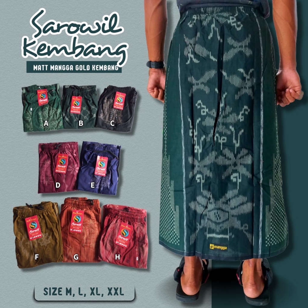 Celana Sarung Dewasa Sarowil Kembang Premium - Sarowil Mangga Gold Kembang