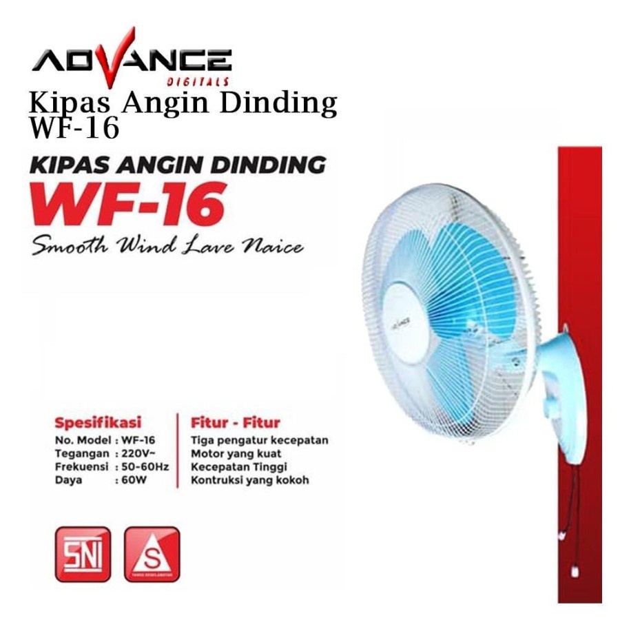 Kipas Angin Dinding Advance WF-16 Kipas Angin Dinding 16" Bergaransi