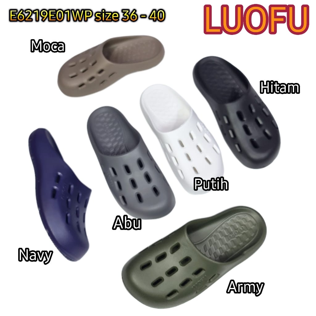 LUOFU ORIGINAL jelly sandal karet empuk murah pria selop sendal baim bakpau cowok E6219E01WP