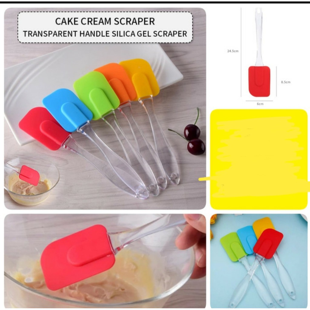 1 PC SPATULA BESAR SILICONE SILIKON GAGANG TRANSPARAN 24 CM