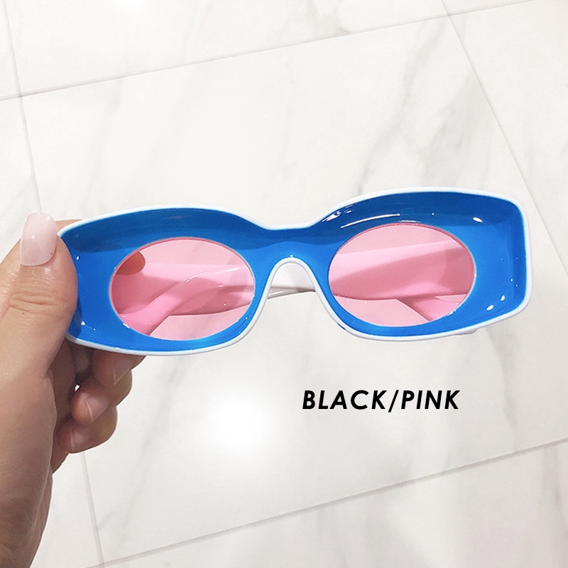 (YUZHU) Bayar di Tempat Korean Fashion Candy Color Rectangle Kacamata Hitam Wanita/Pria