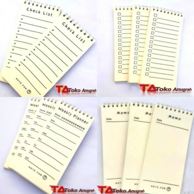 

1 SET (4 BUKU) TO DO LIST // CHECK LIST // MEMO // WEEKLY PLANNER