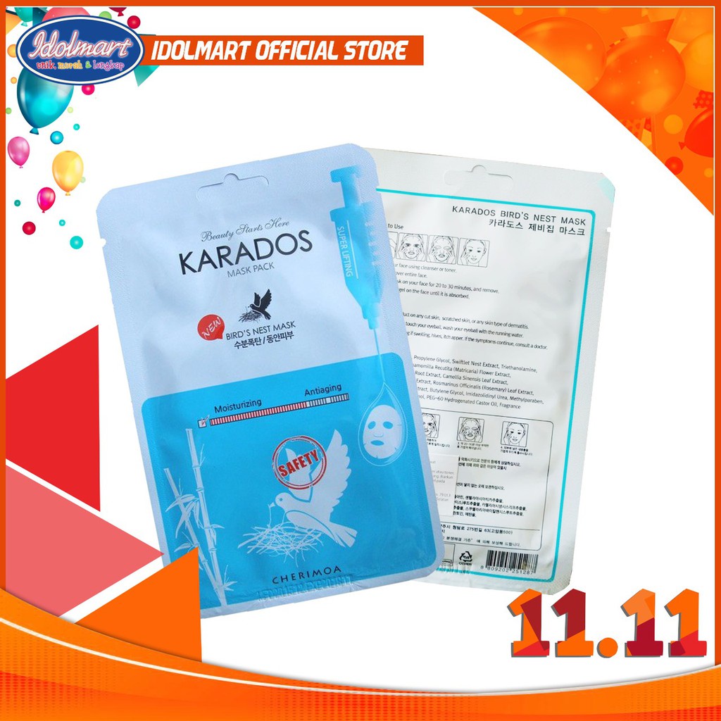 IDOLAKU Cherimoa Karados Bird's Nest Mask Pack - Masker Wajah 100% ORI KOREA !