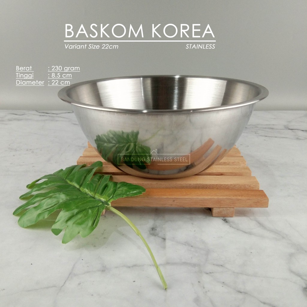 Baskom Korea stainless steel 22cm elegan tebal kecil dov mixing bowl