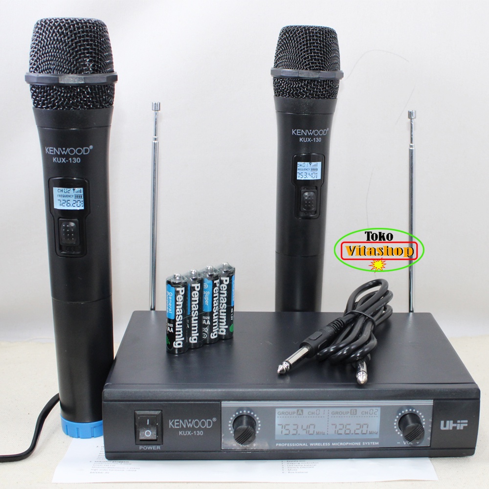 MICROPHONE WIRELESS KENWOOD KUX-130 MIC TANPA KABEL MIK KARAOKE MICROFON VOCAL PROFESIONAL