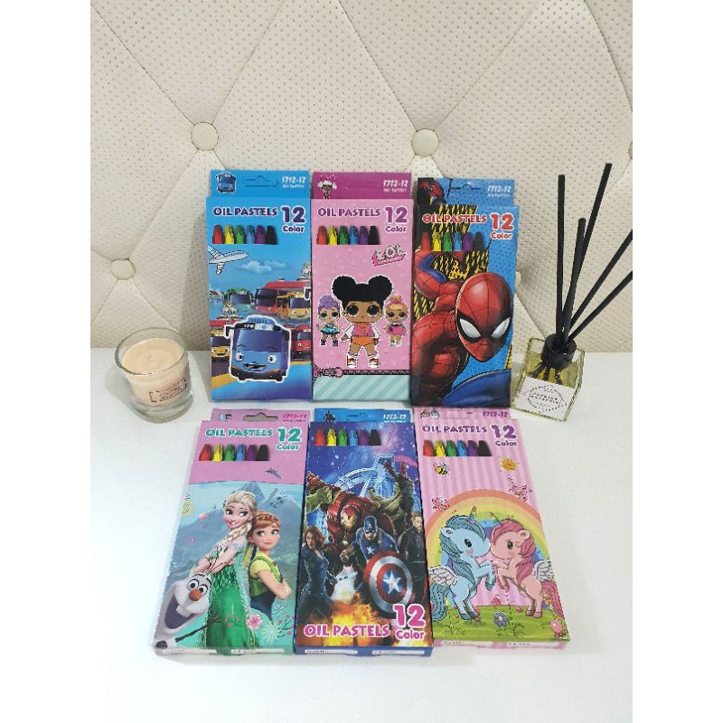 CRAYON 12 warna FANCY karakter lucu/krayon murah/oil pastels-1