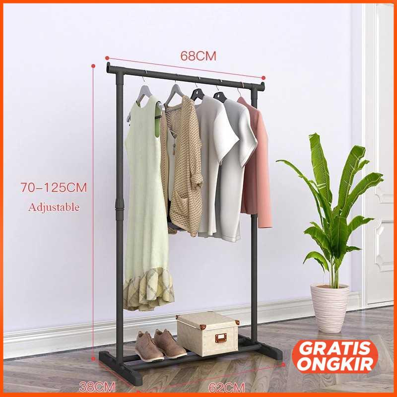 Stand Rak Gantungan Baju Telescopic Double Rod - MJ006