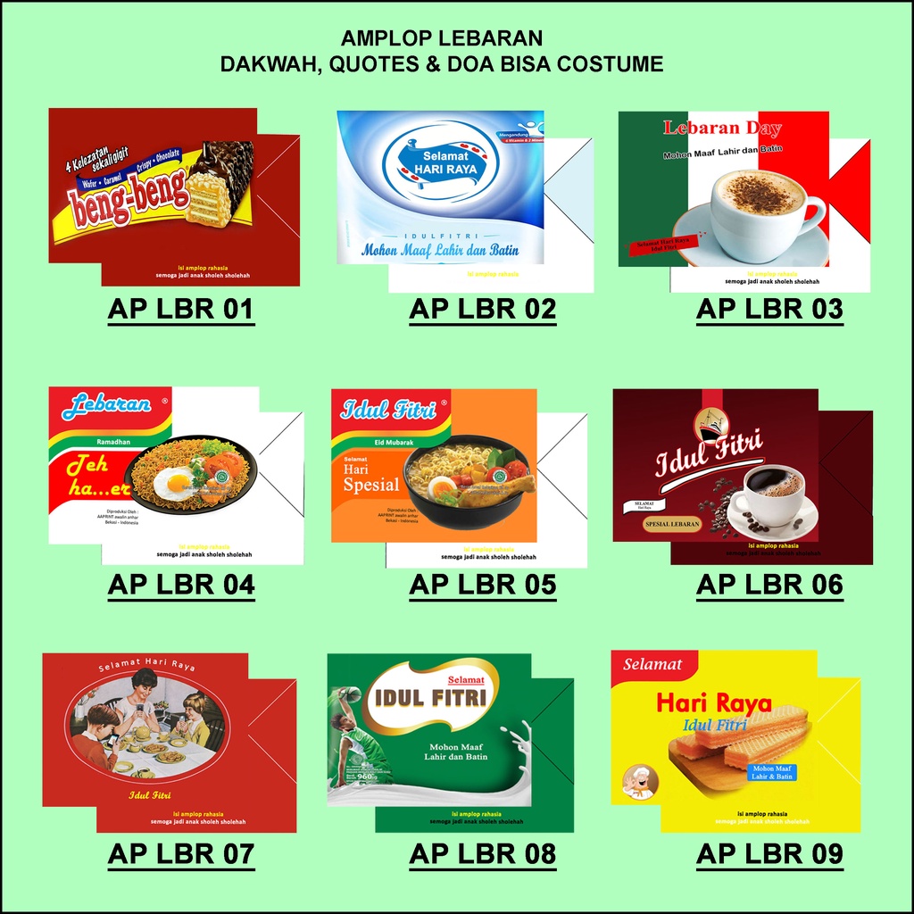 

AMPLOP LEBARAN UNIK CUSTOM - AMPLOP GLOSY Amplop Lebaran Motif Snack