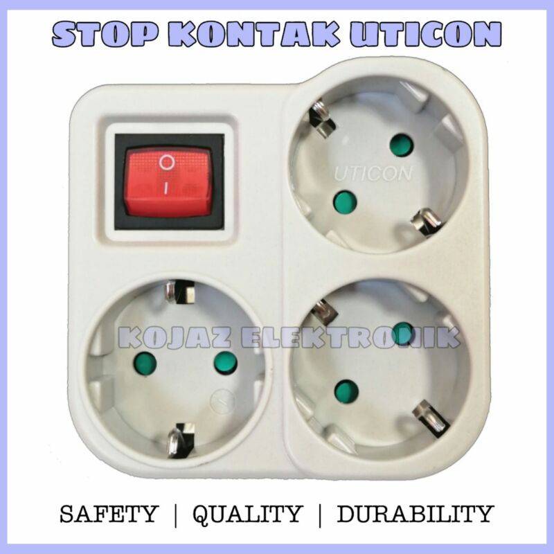 Stop Kontak Arde 3 Soket + Saklar Uticon
