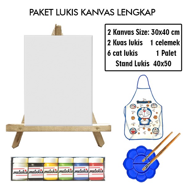 

KANVAS LUKIS LENGKAP CAT KUAS PALET CELEMEK - PAKET E