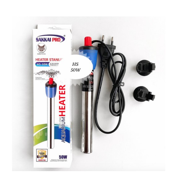 Sakkai Pro HS-50W Stainless Heater 50 W Hiter Penghangat Air Aquarium