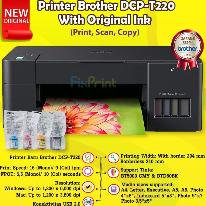 

Printer Brother DCP-T220 DCP T220 Tinta BTD60Bk Black BT5000 Color CMY