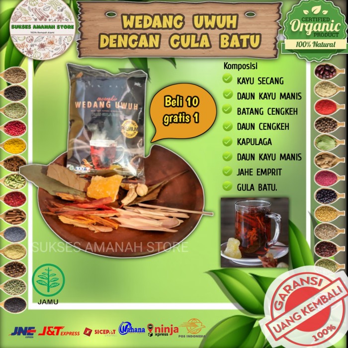 

Wedang uwuh komplit imogiri rempah dengan gula batu dan jahe emprit