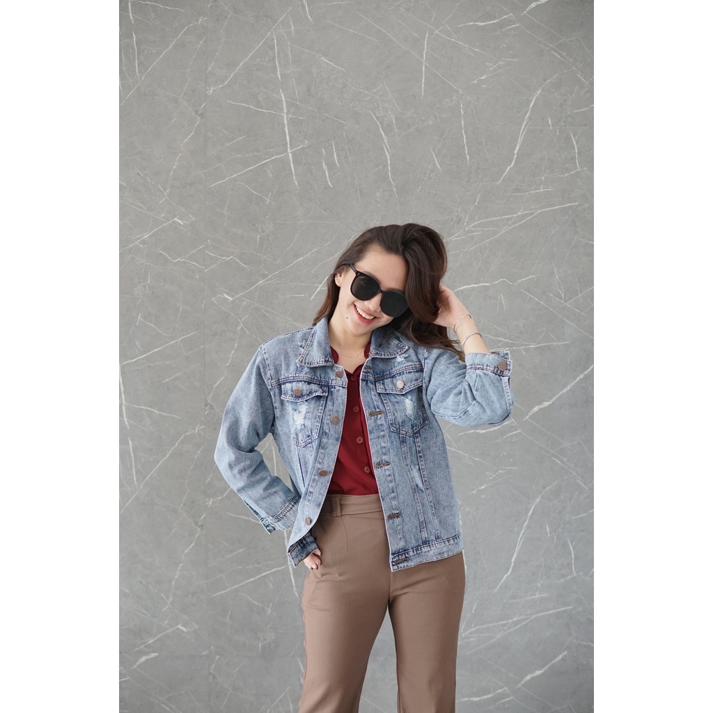 (COD) GBMJ Butik Jaket Jeans Wanita Lengan Panjang Arcadia Allszie Jumbo Standard S-XXL