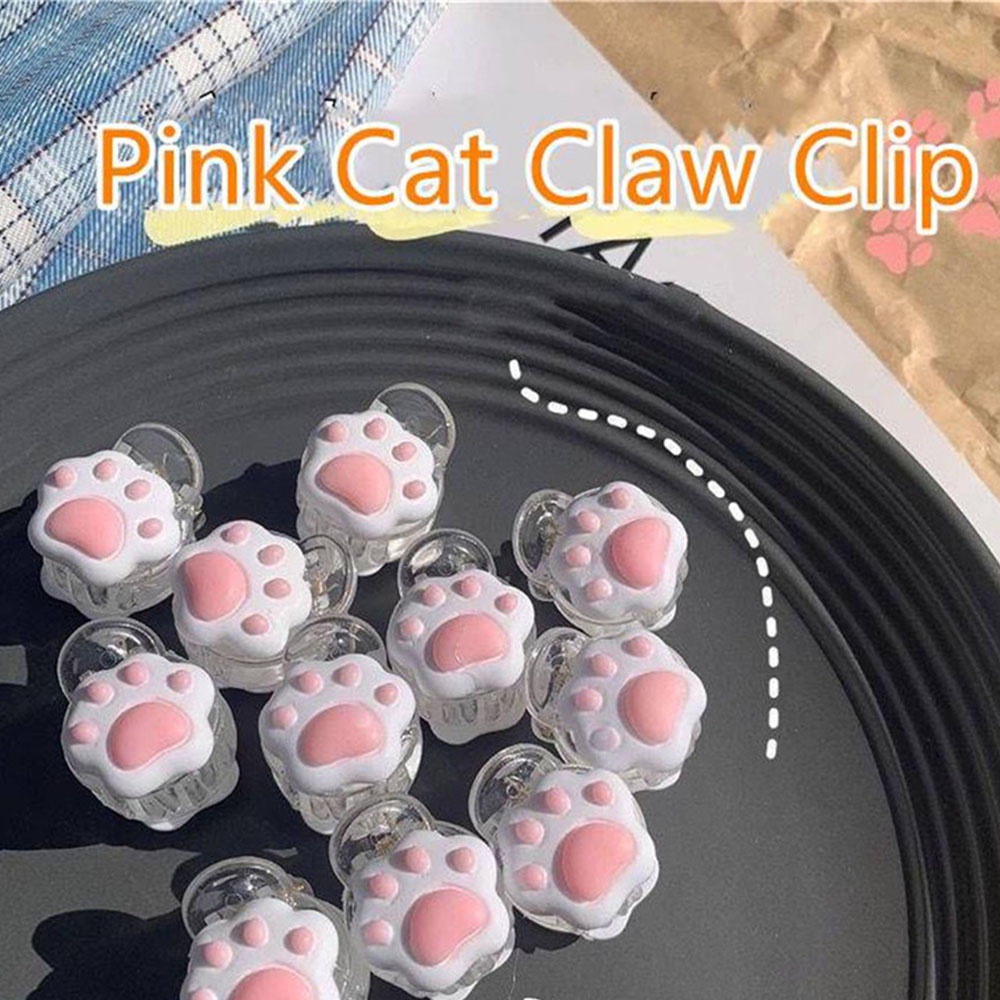 2pcs / Set Jepit Rambut Cakar Kucing Kecil Warna Pink