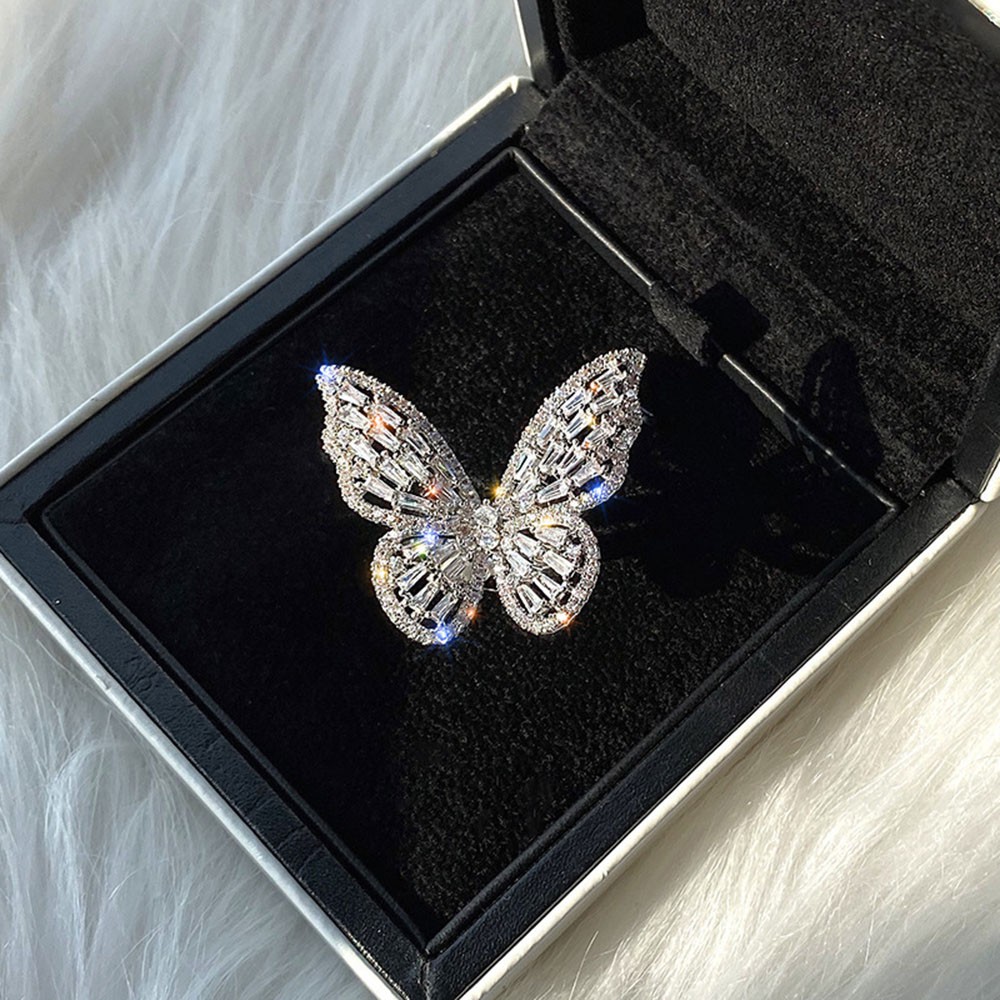 【COD Tangding】Full Diamond Butterfly Opening Ring Hollow Ring Popular Korea Fashion Accessories Jewelry