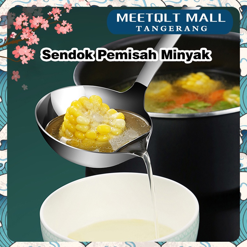 Sendok Pemisah Lemak Minyak Soup Stainless Centong Pisah Minyak Penyaring Air dan Minyak Sup Soup Oil Separation Spoon